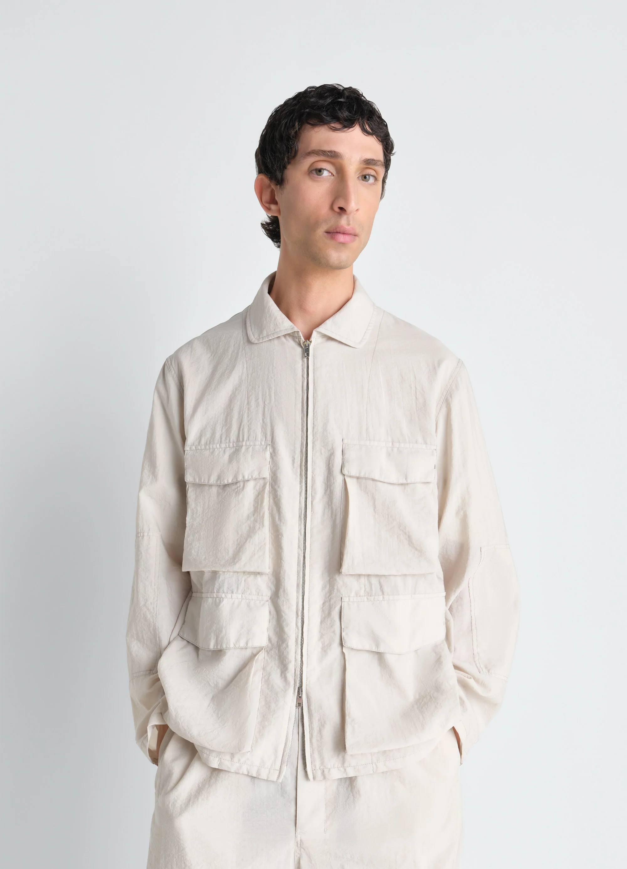 3D POCKET JACKET IN WASHED TECHNICAL COTTON