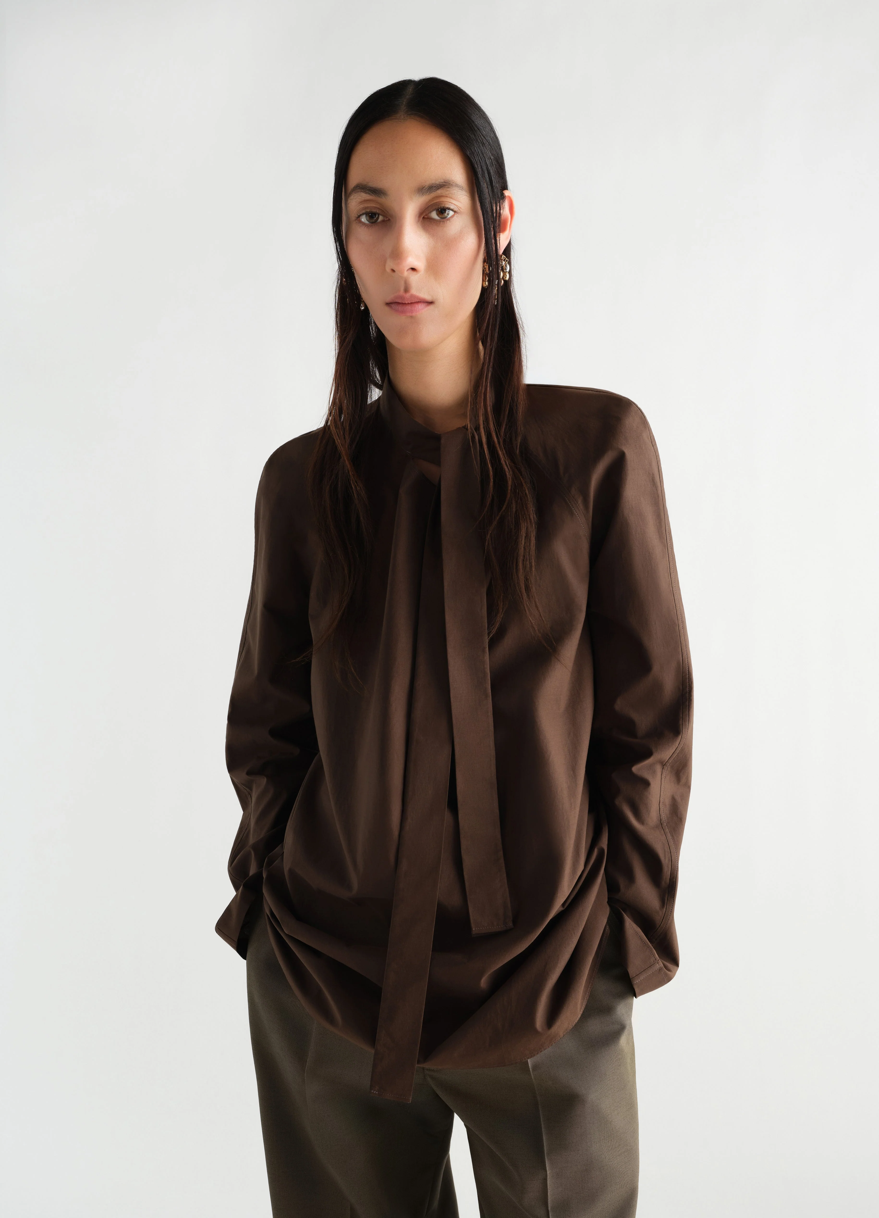 ASCOT BLOUSE IN WASHED COTTON SILK