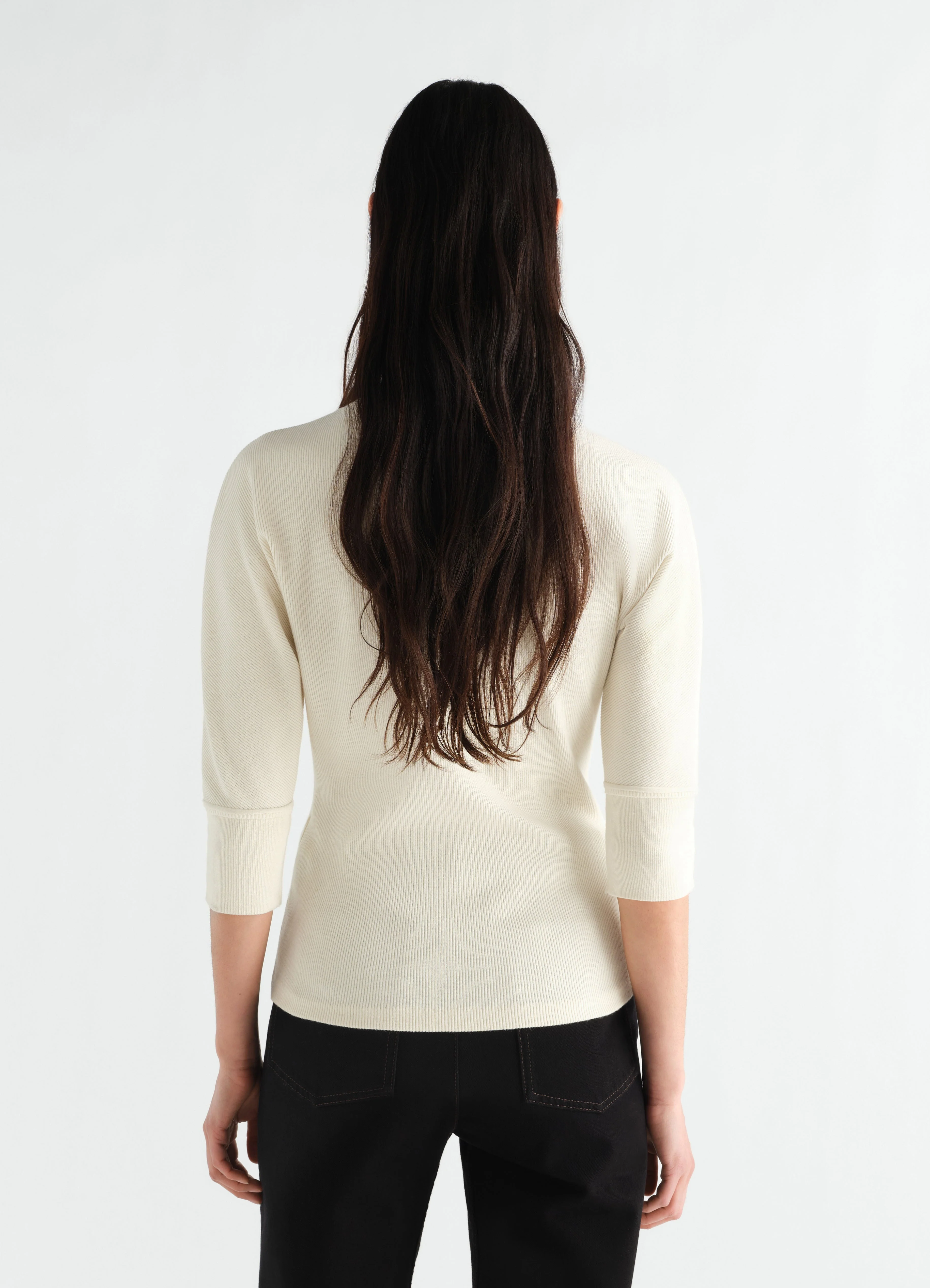 ASCOT T-SHIRT IN LINEN AND COTTON RIBBED JERSEY - Image 5