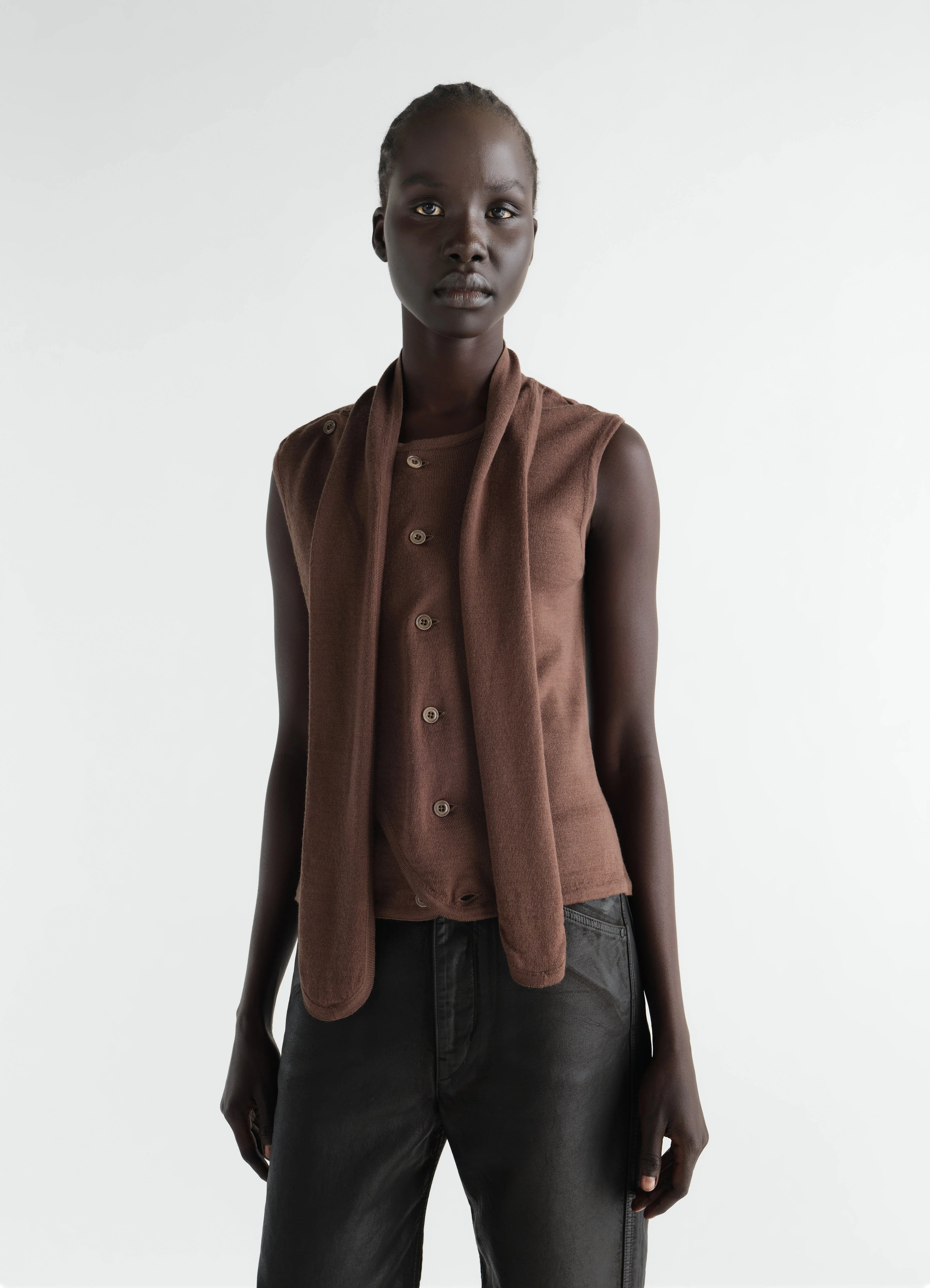 ASYMMETRICAL CARDIGAN IN MERINO WOOL BLEND