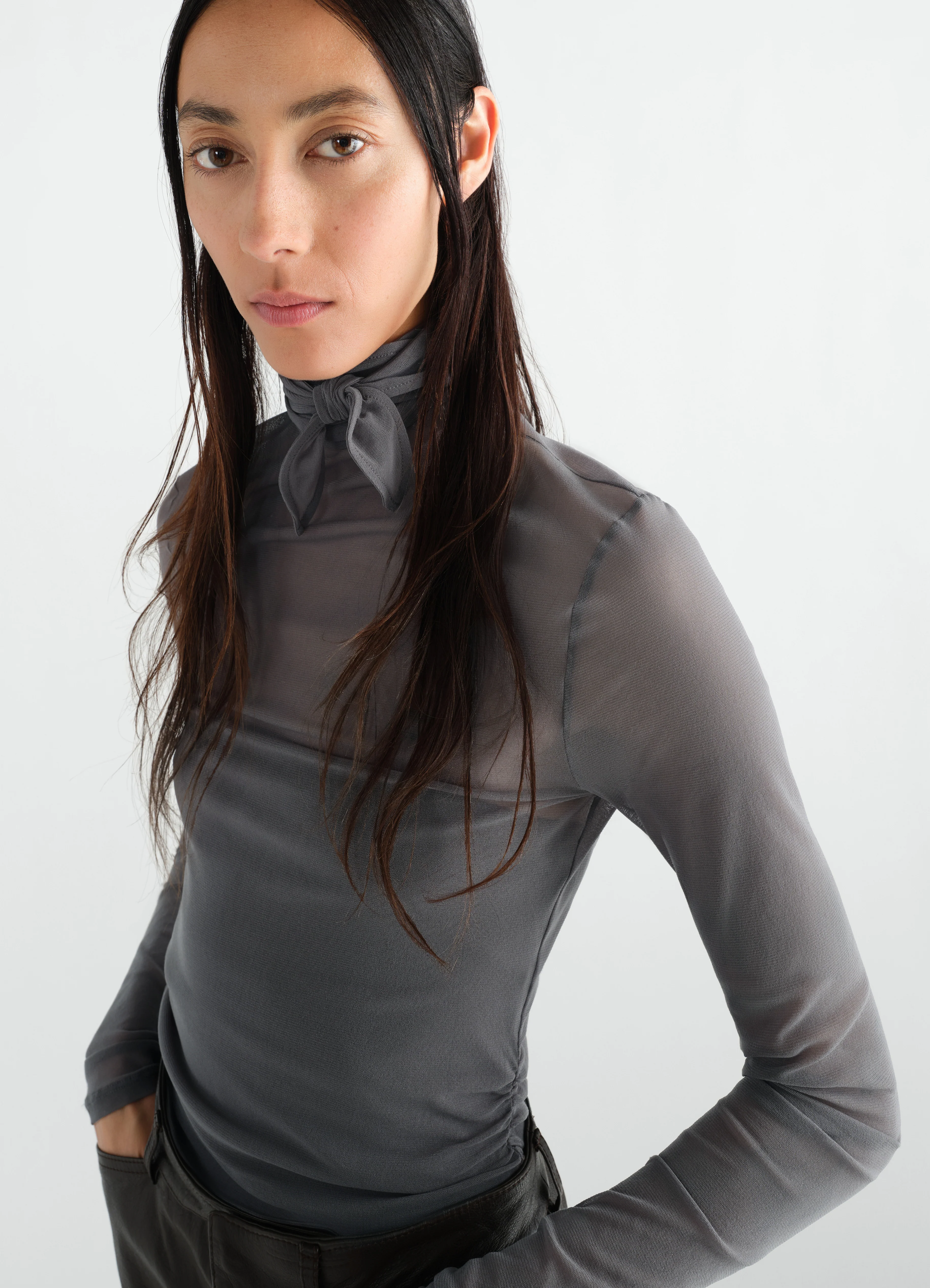 BALLERINA SCARF TOP IN MESH JERSEY - Image 4