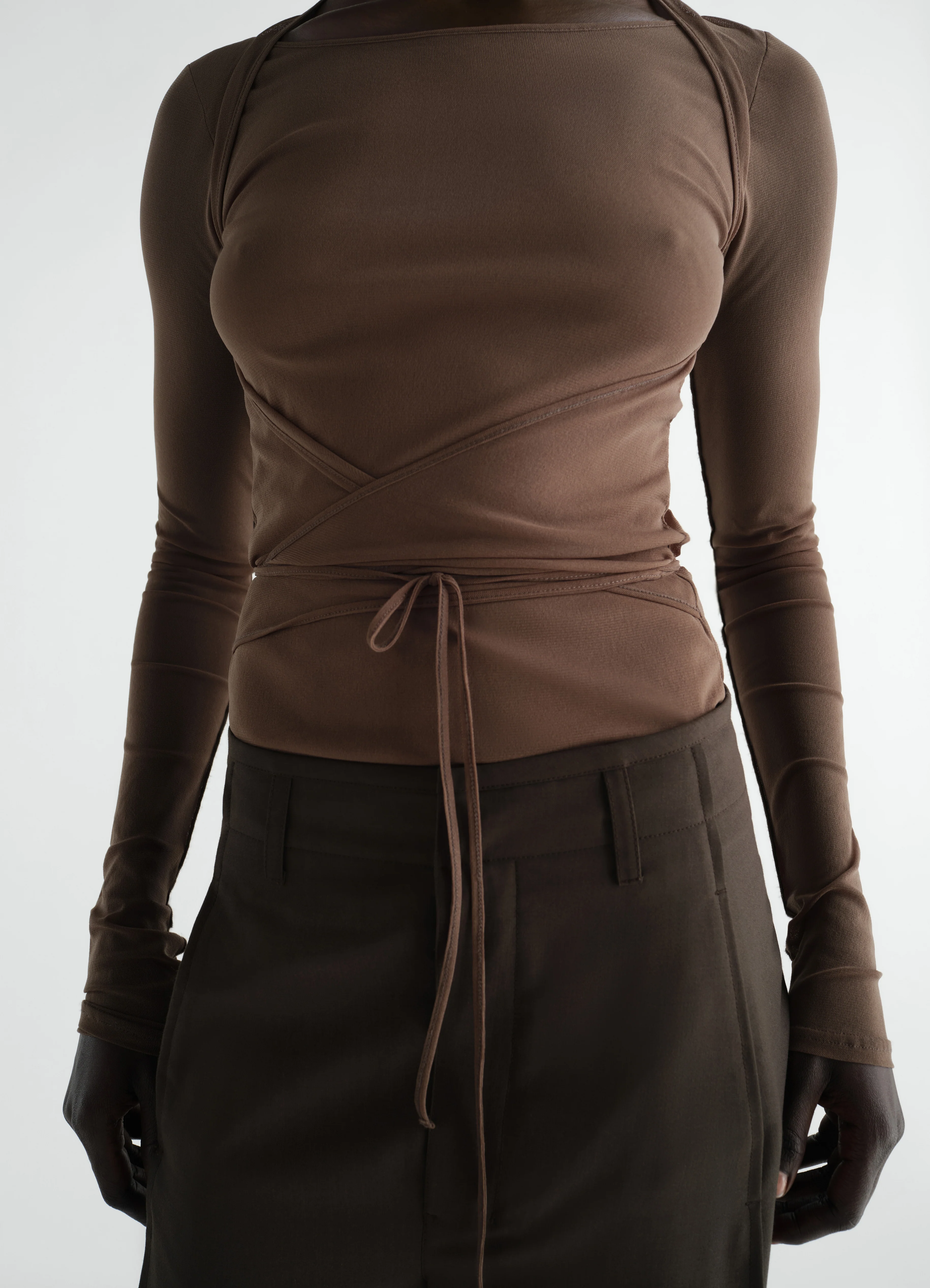 BALLERINA WRAP TOP IN MESH JERSEY - Image 4