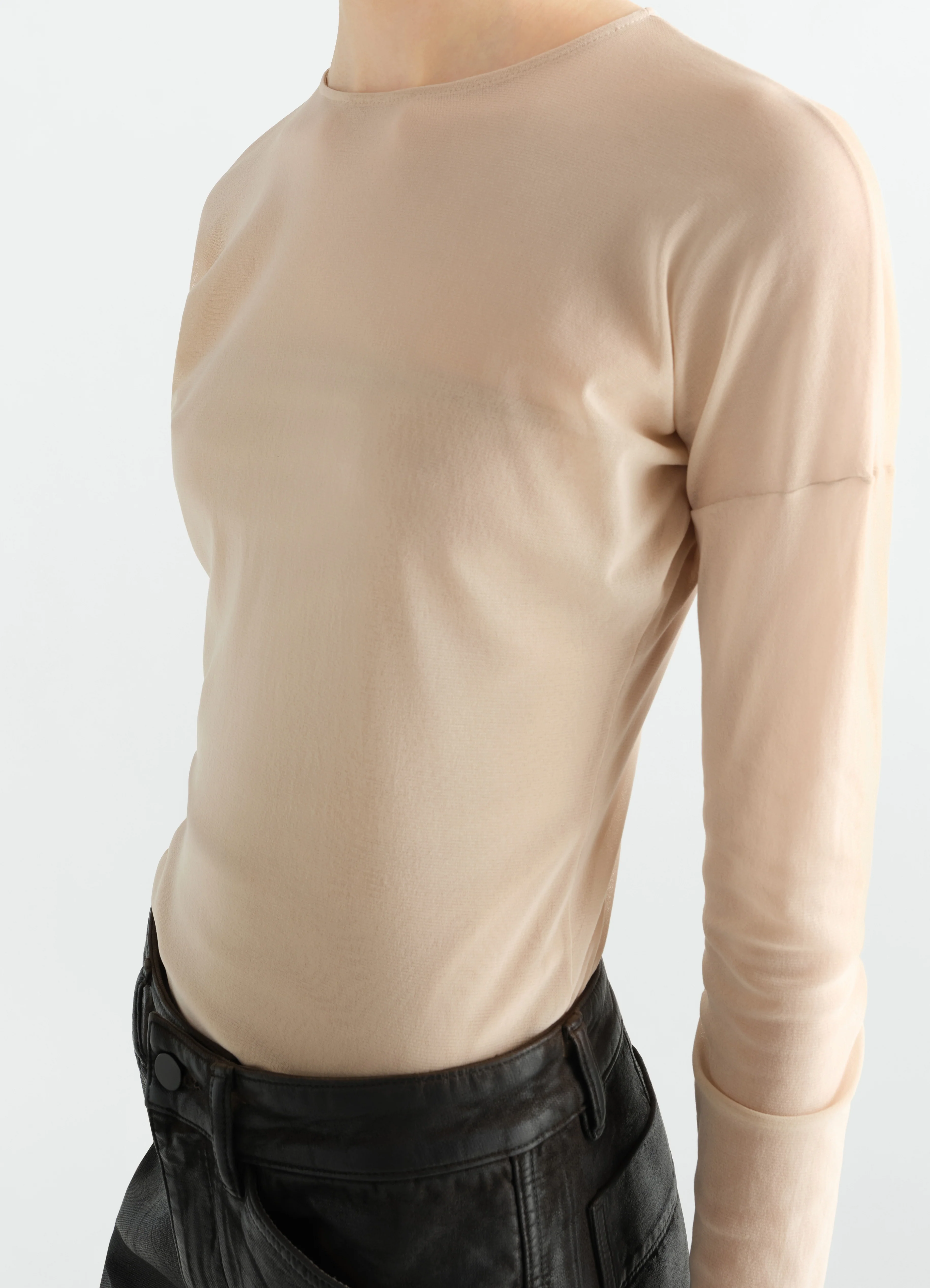 LONG-SLEEVE BALLERINA-STYLE TOP IN MESH JERSEY - Image 4