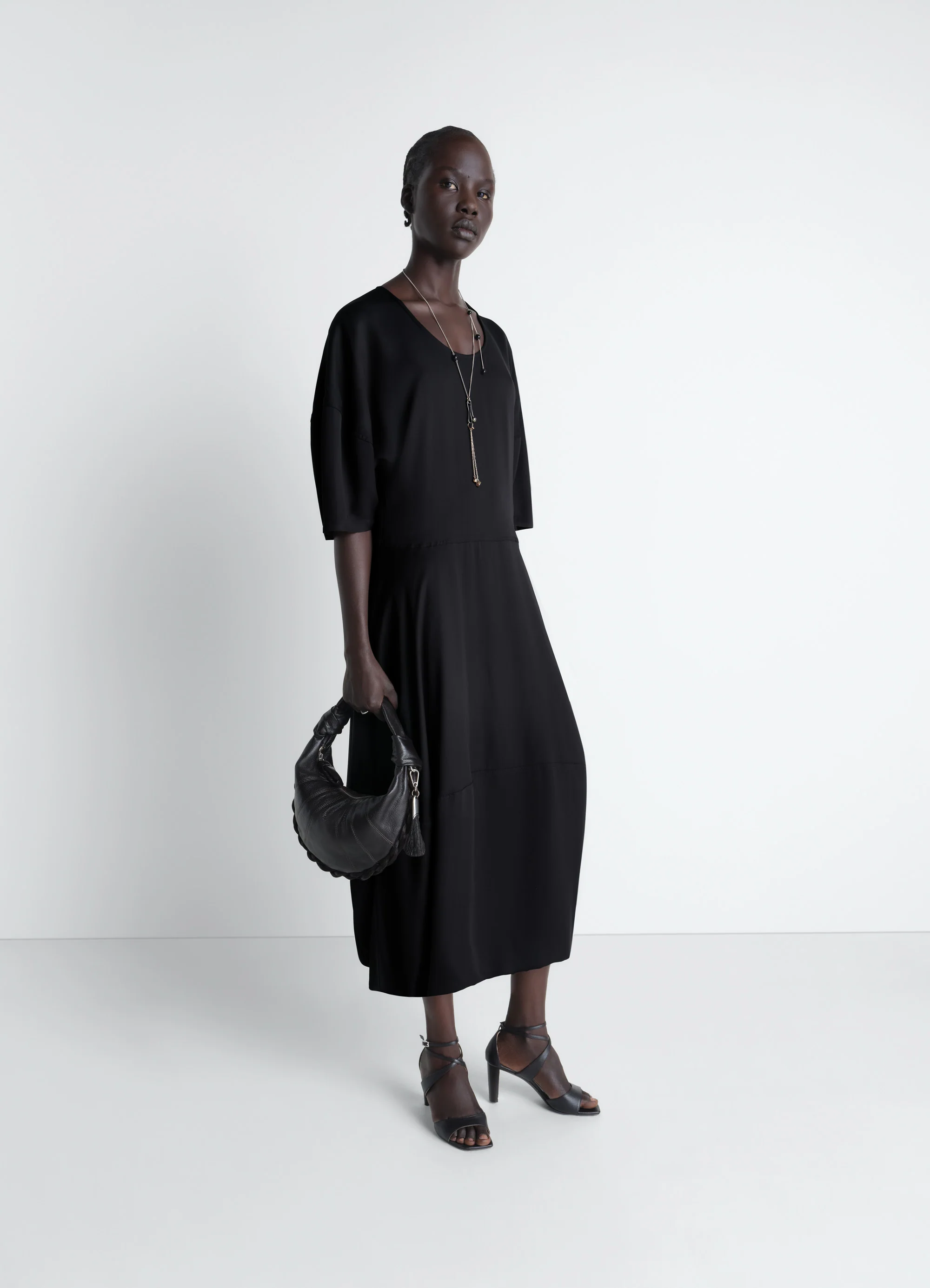 BALLOON DRESS IN CREPE DE CHINE VISCOSE