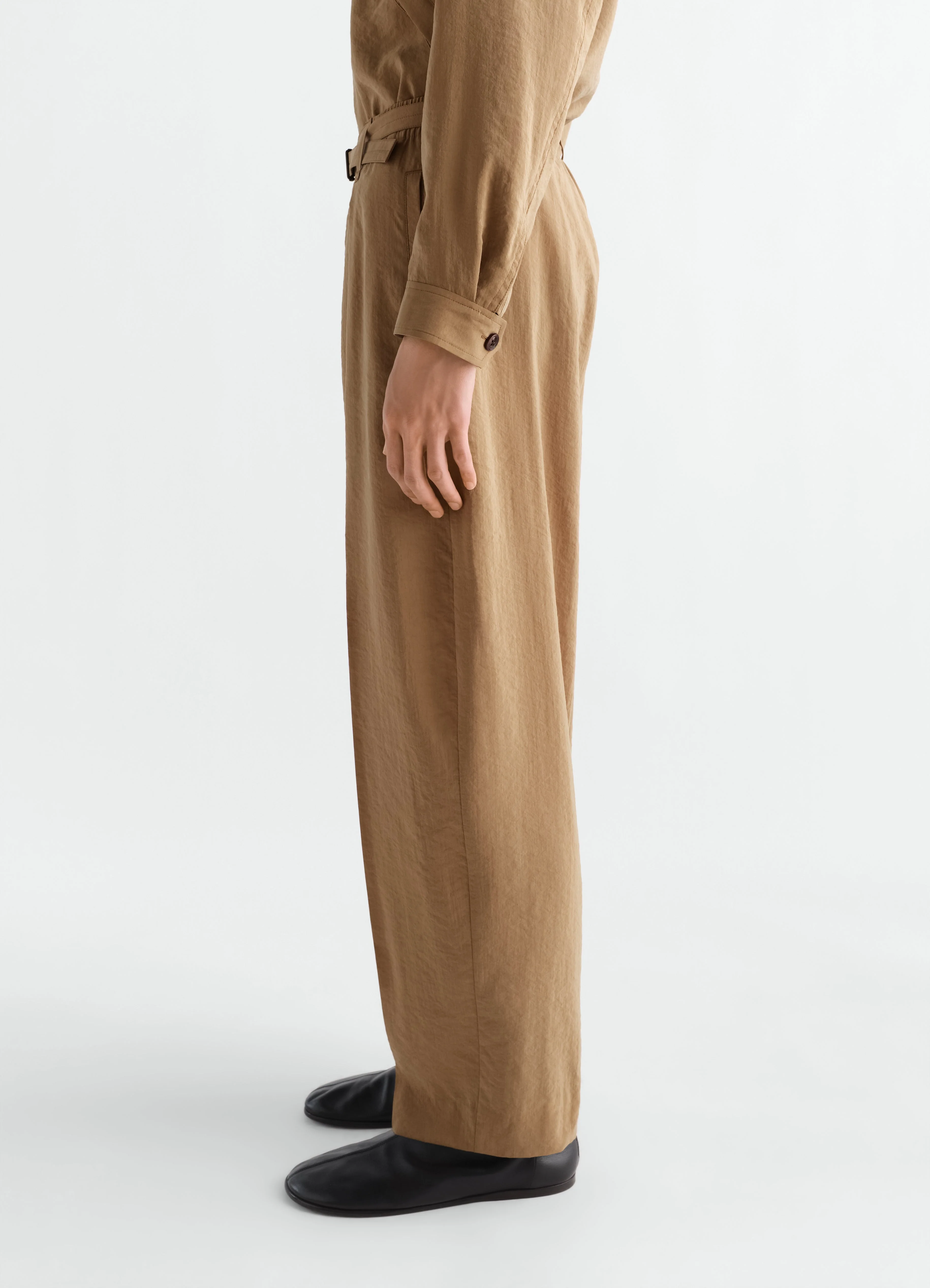 BELTED RELAXED PANTS IN DRY SILK - Image 3