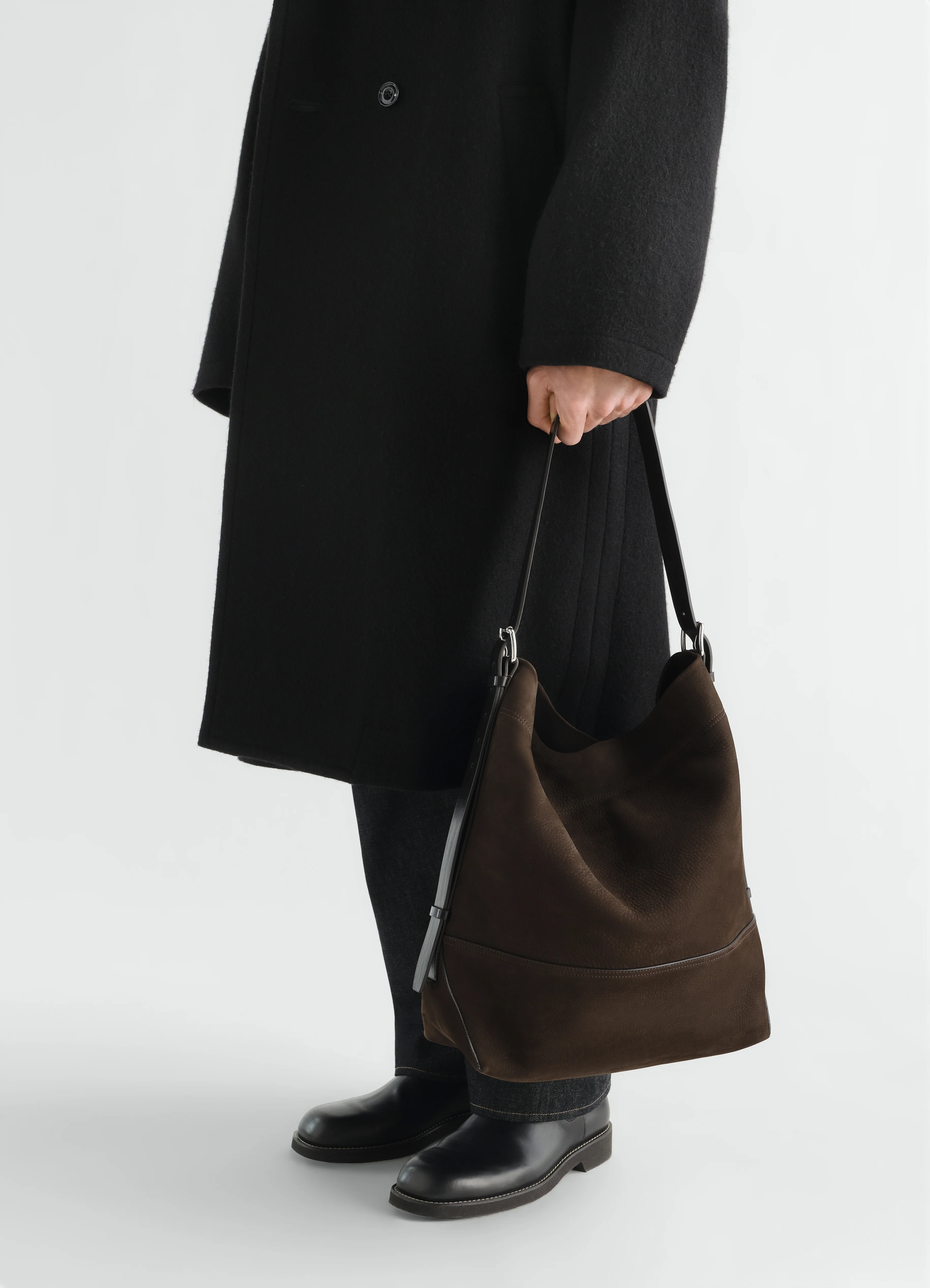 BELTED TOTE BAG IN ALPACA NUBUCK - Image 3
