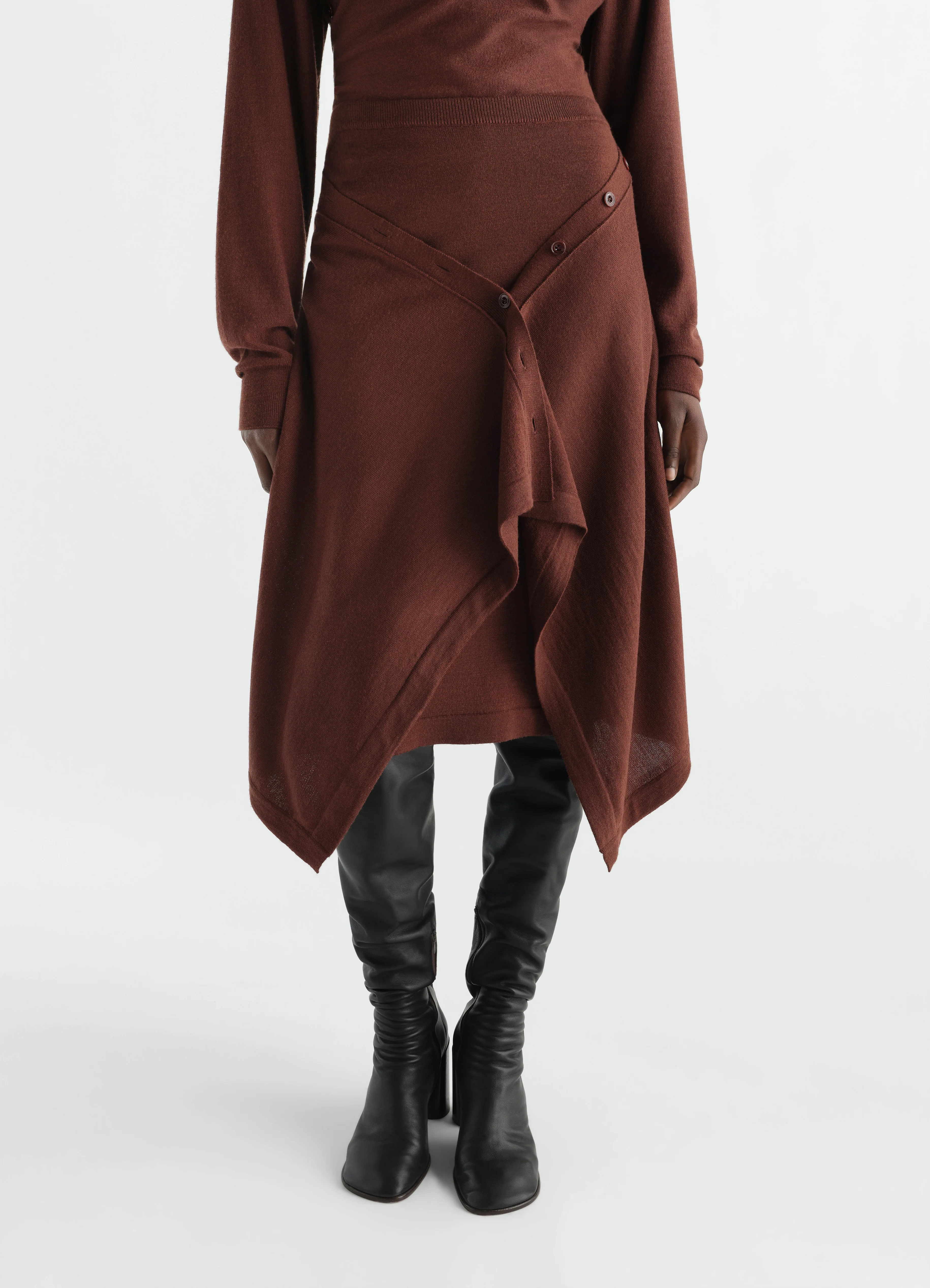 BUTTONED SKIRT IN MERINO WOOL BLEND - Image 2