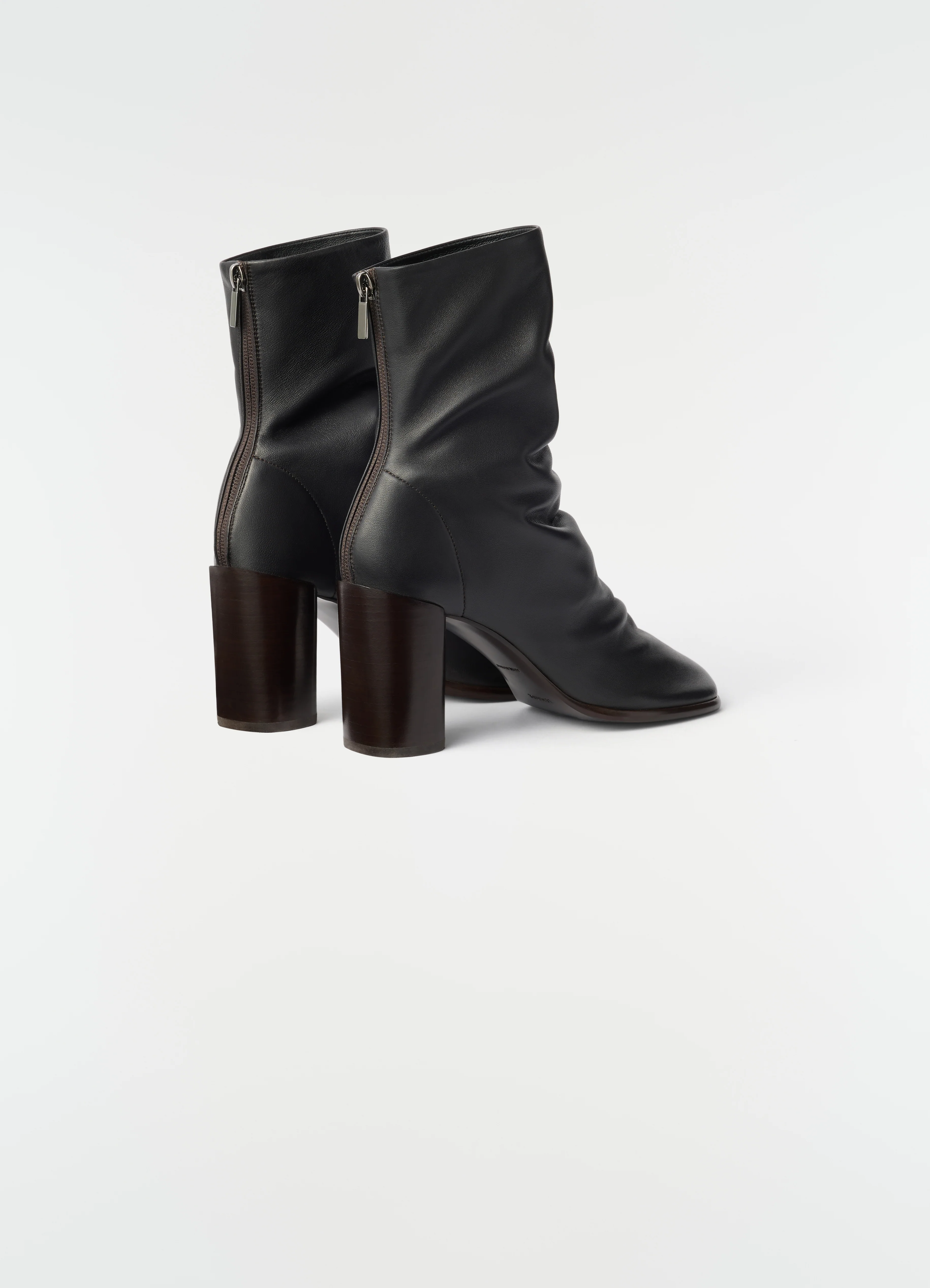 GLOVE ANKLE BOOTS WITH 80MM HEEL IN LEATHER - Image 3