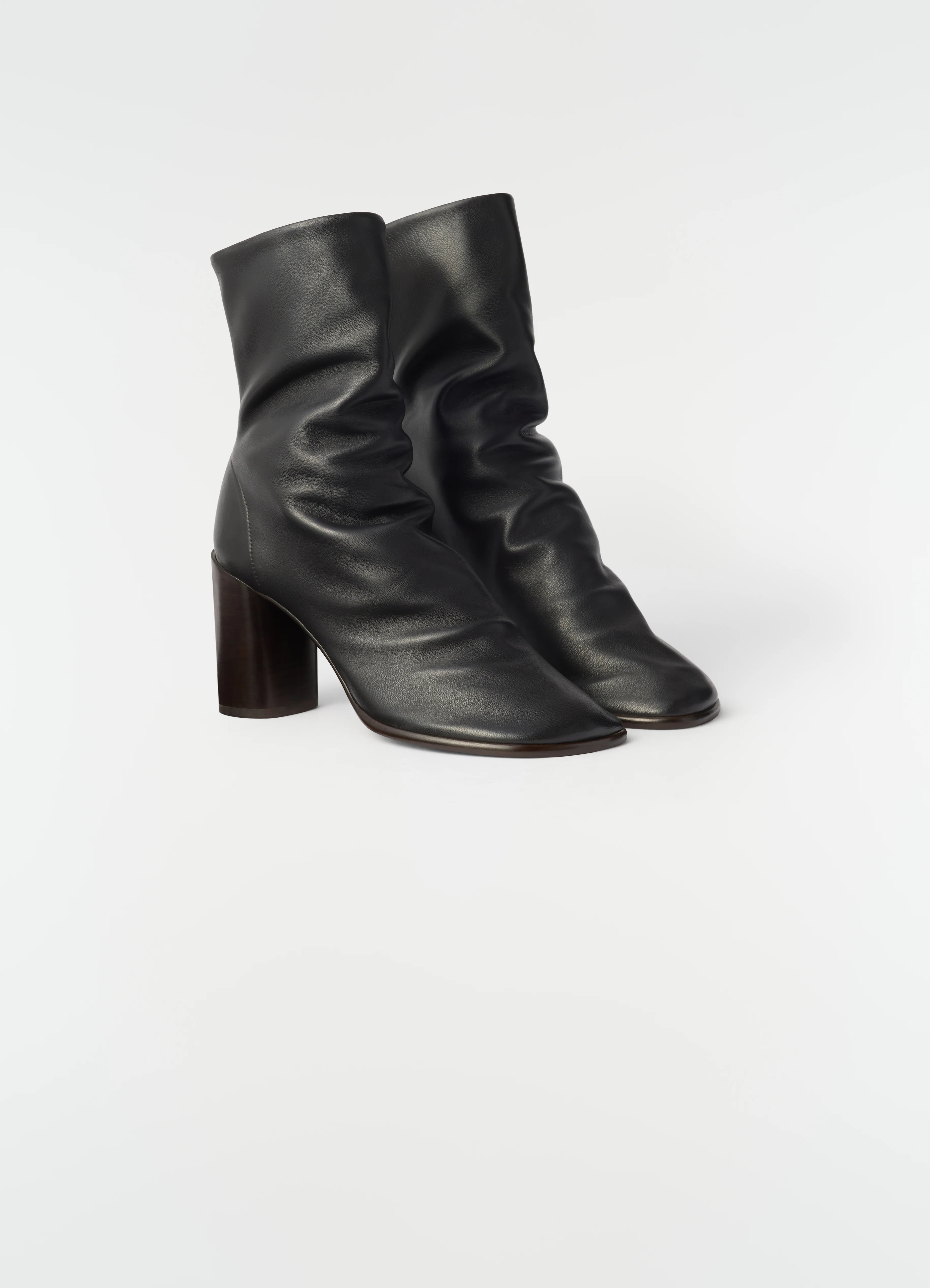 GLOVE ANKLE BOOTS WITH 80MM HEEL IN LEATHER - Image 4