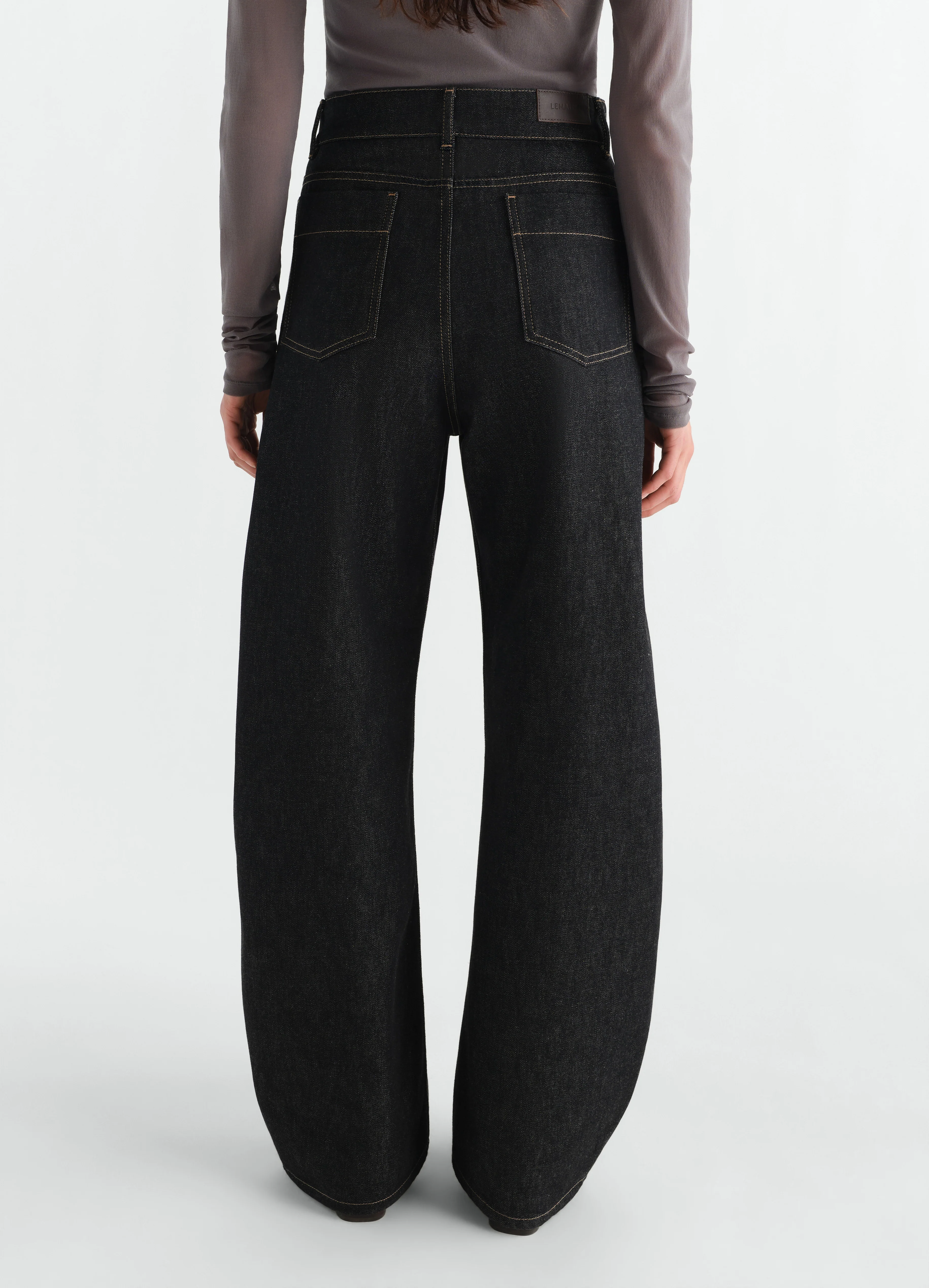 HIGH WAISTED CURVED PANTS IN DENIM - Image 4