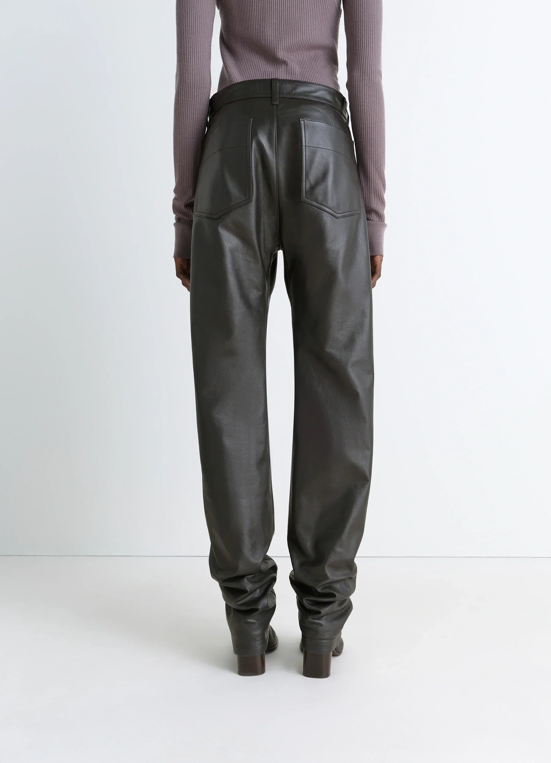 LEATHER FIVE POCKETS TWISTED PANTS - Image 4