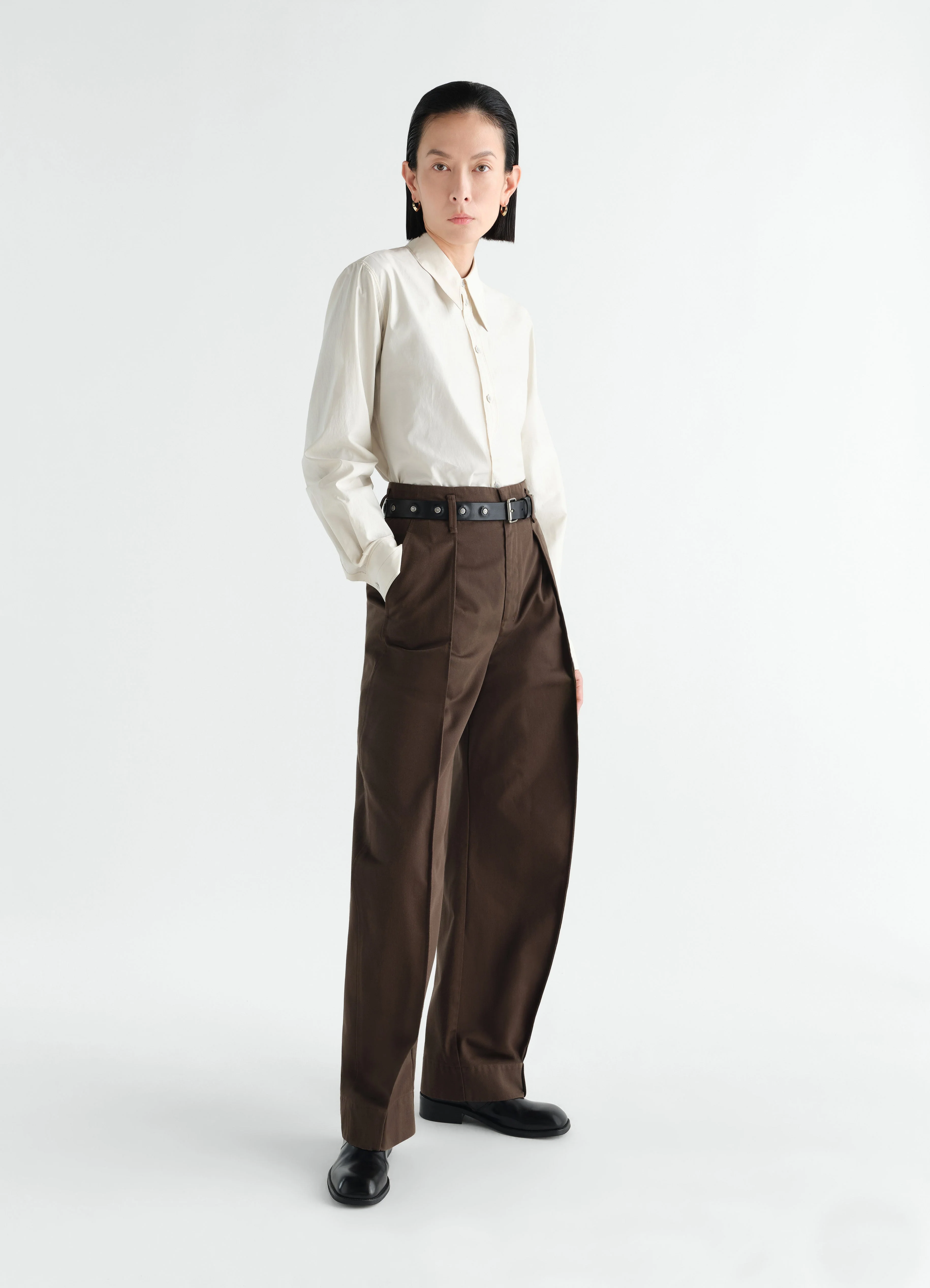 POINTED COLLAR SHIRT IN WASHED COTTON SILK - Image 2