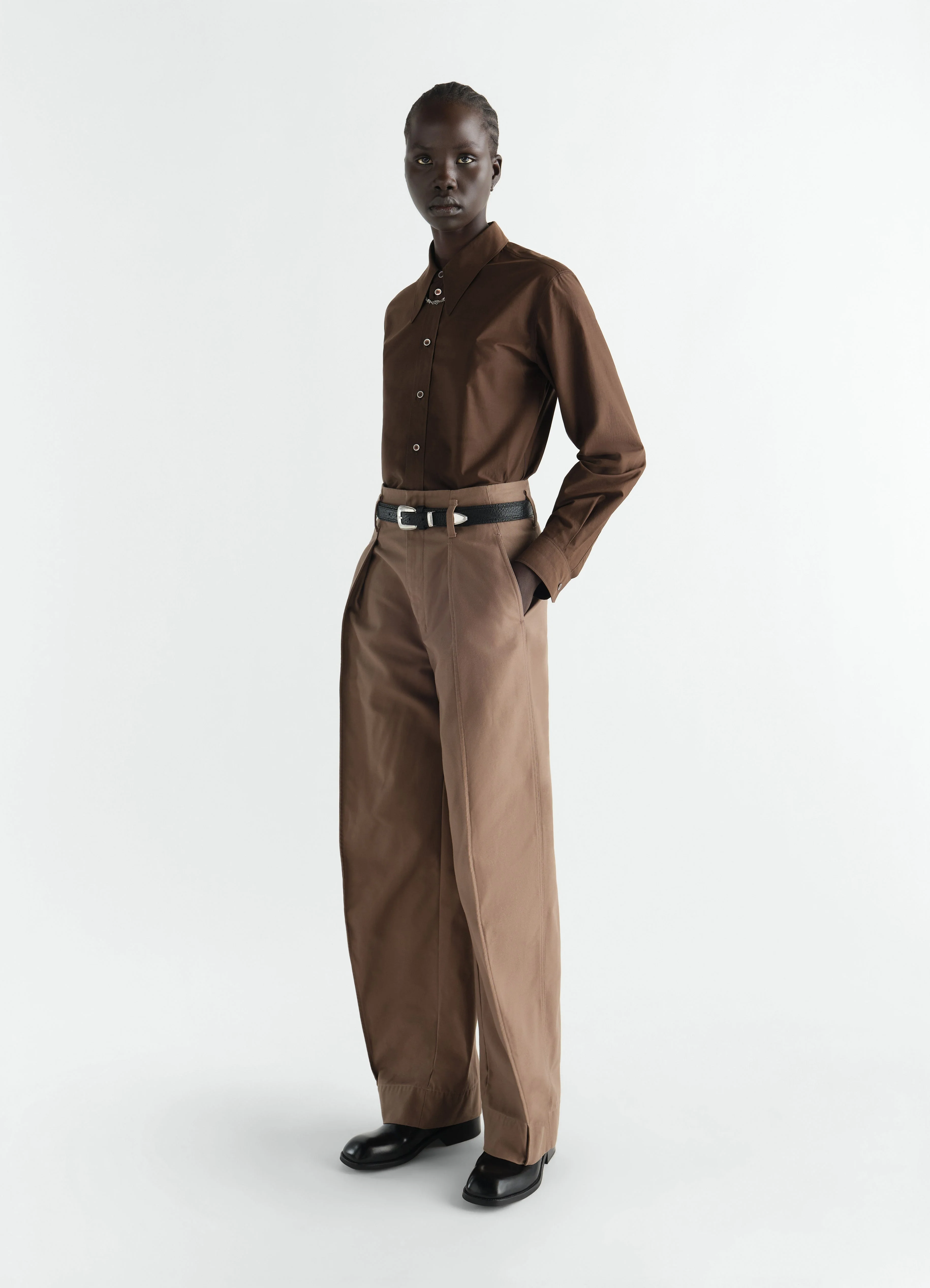 POINTED COLLAR SHIRT IN WASHED COTTON SILK - Image 2