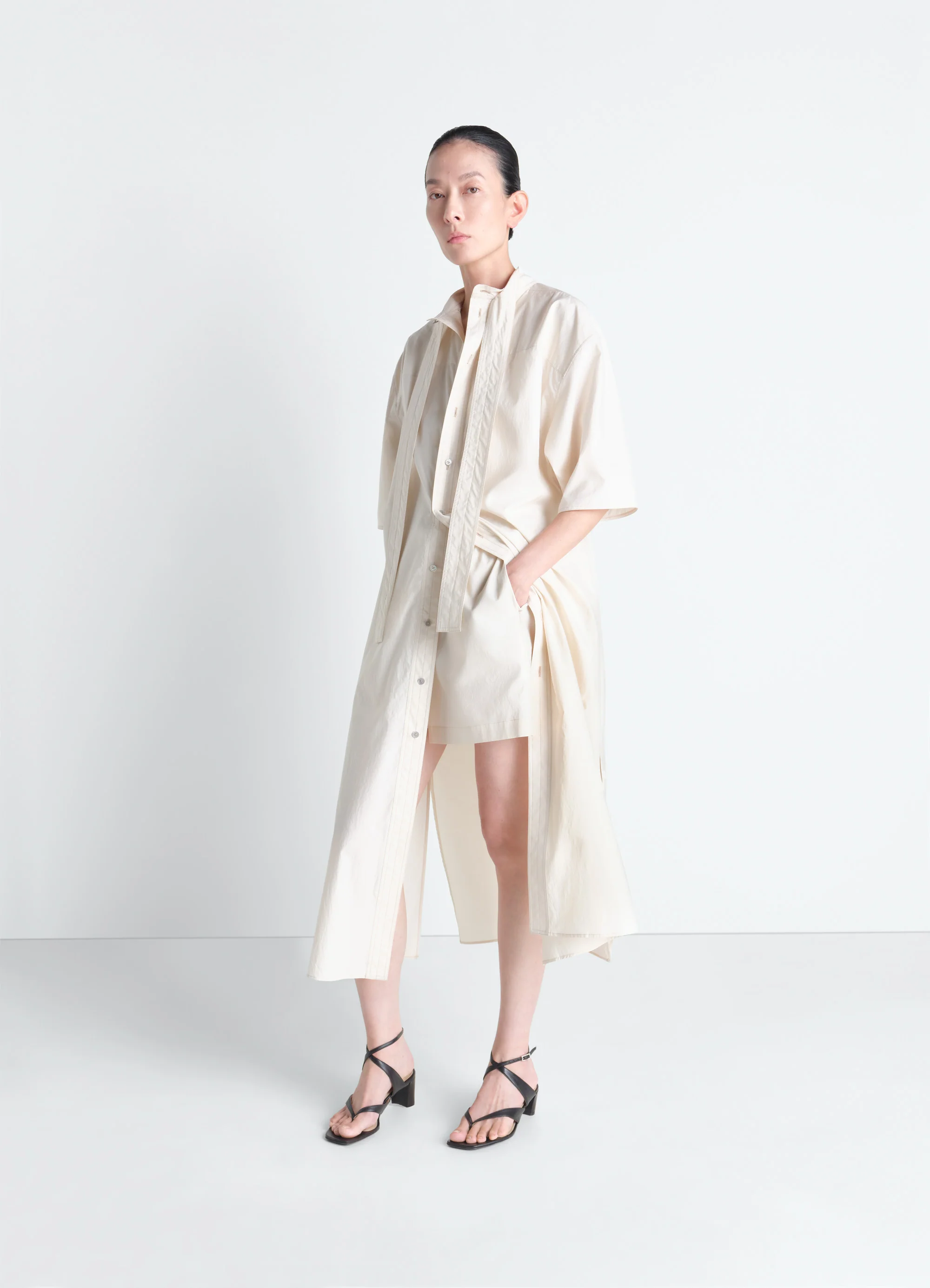 REVERSIBLE TUBE DRESS IN WASHED COTTON SILK