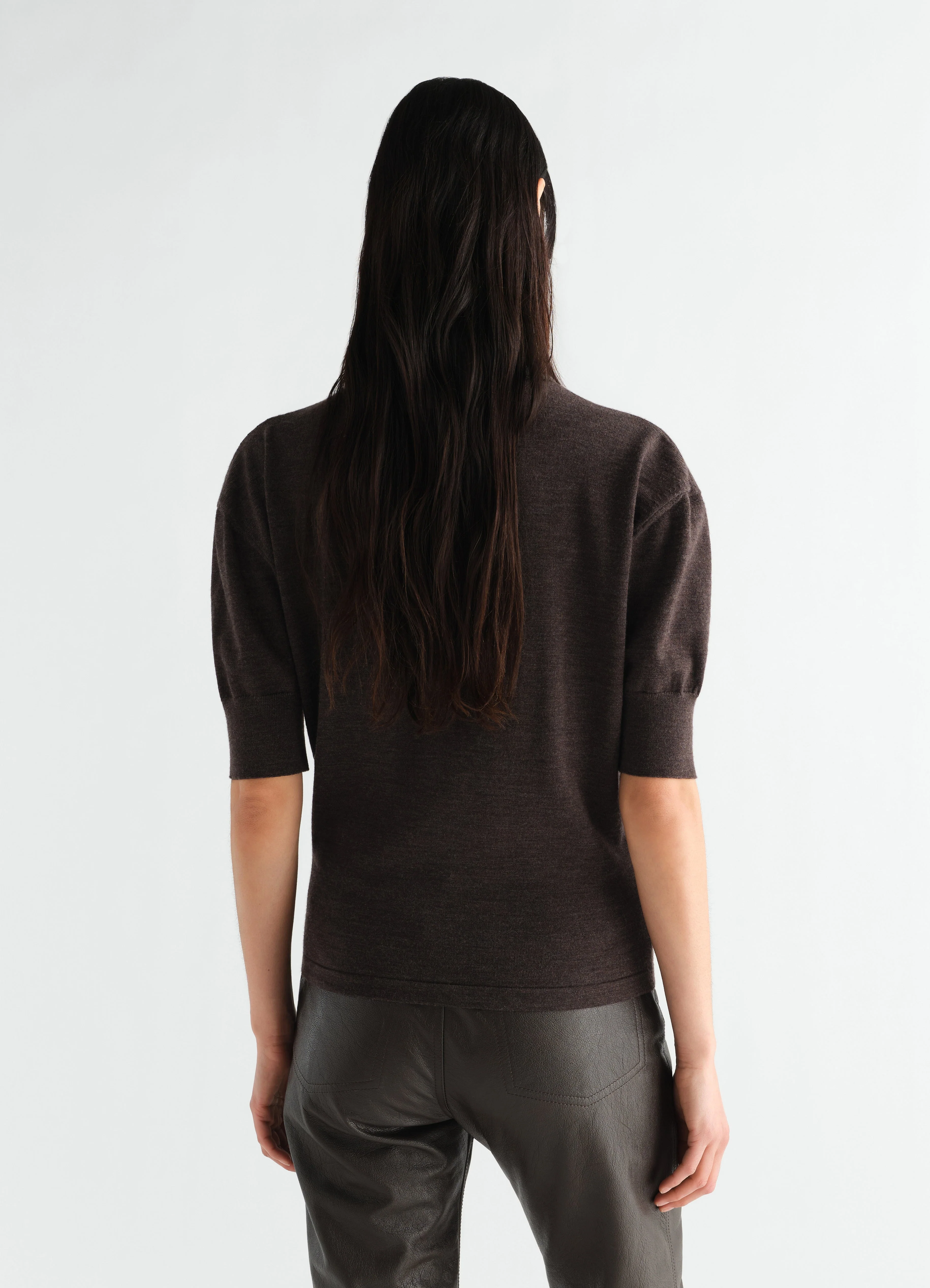 SHORT-SLEEVE SWEATER IN FINE MERINO WOOL - Image 5