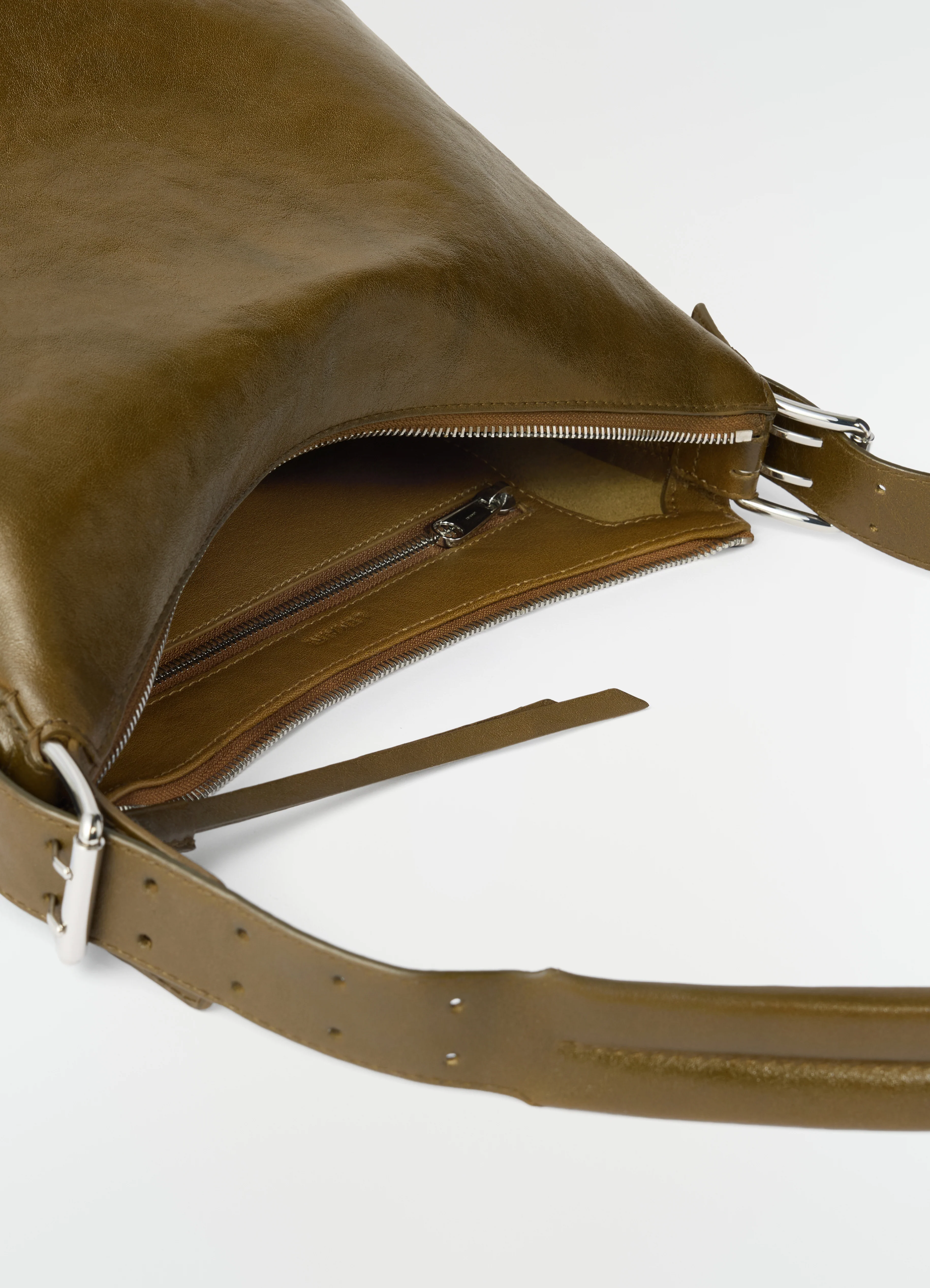SMALL BELTED HOBO BAG IN LEATHER - Image 5