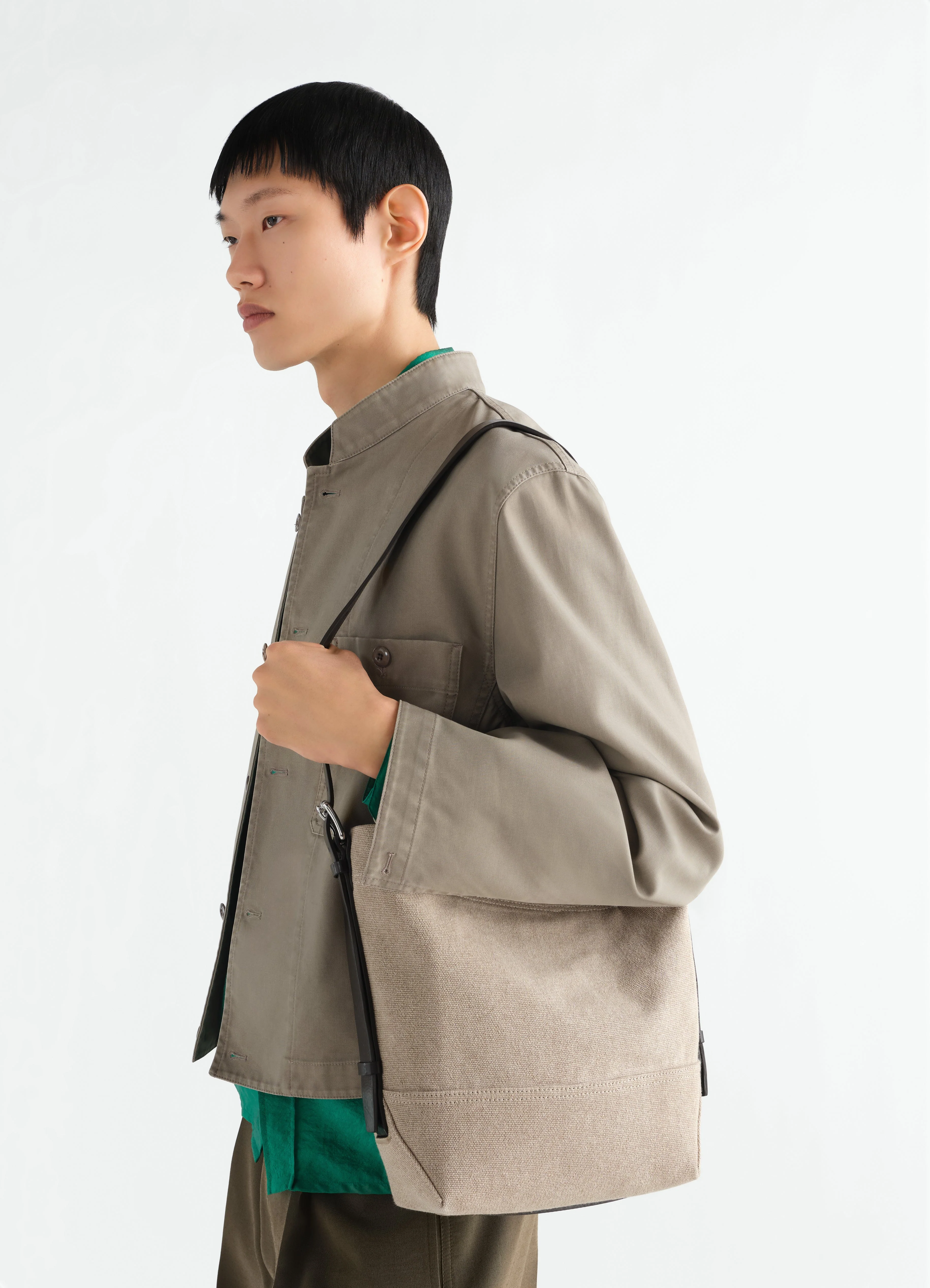 SMALL BELTED TOTE BAG IN HEAVY ECO COTTON CANVAS - Image 3