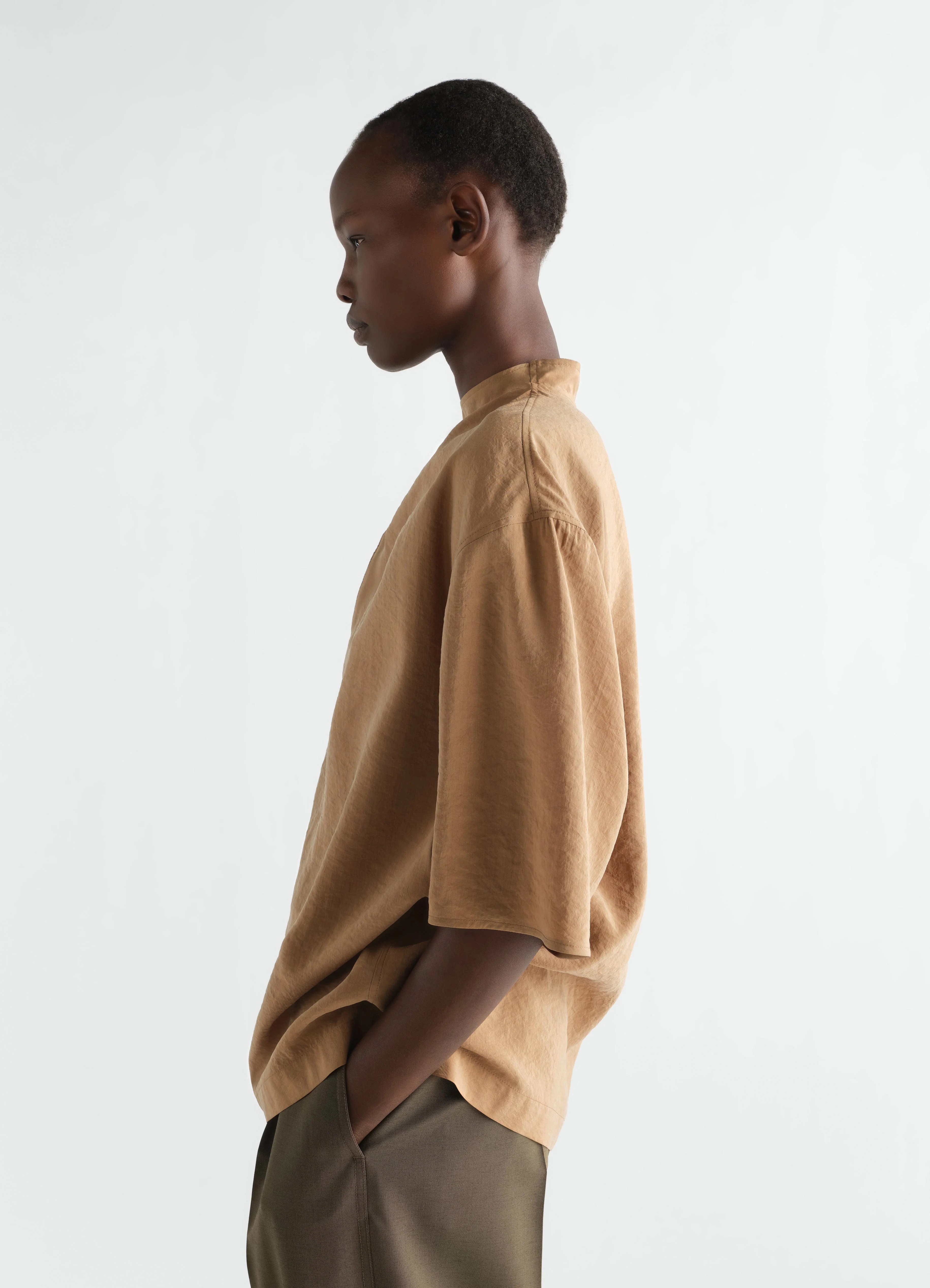 SOFT COLLAR TOP IN DRY SILK - Image 3