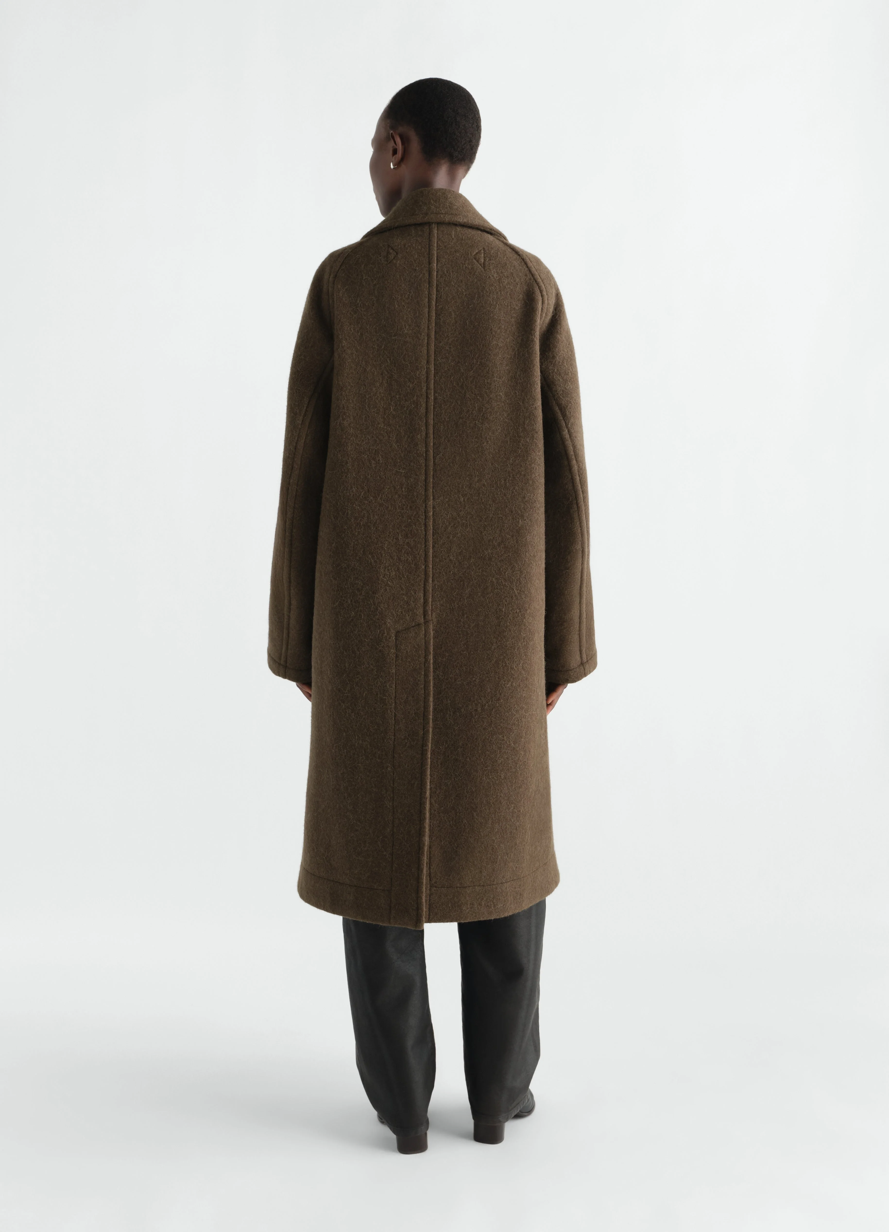 DOUBLE-BREASTED COAT IN FELTED WOOL AND ALPACA BLEND - Image 12