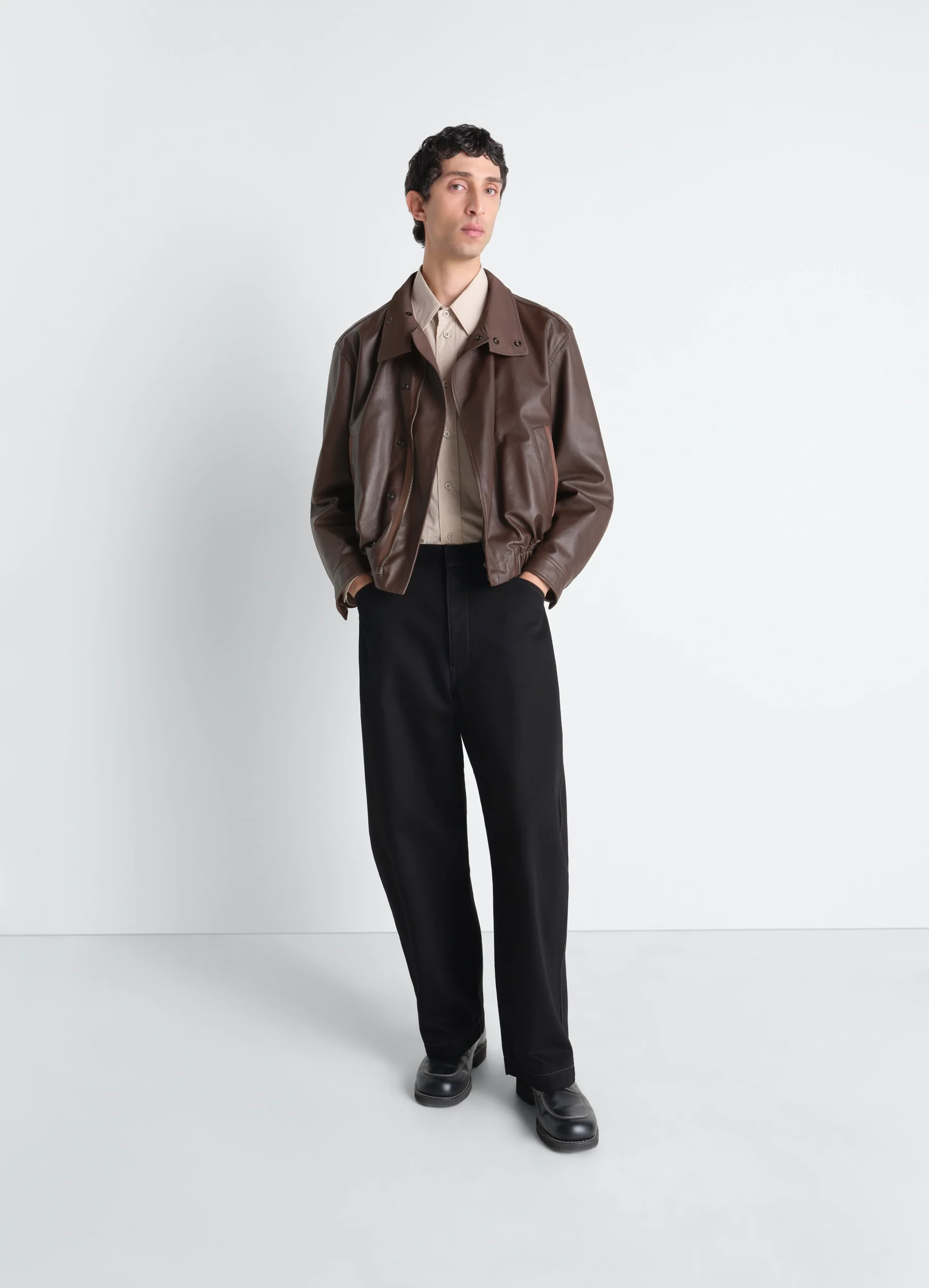 SOFT LEATHER BLOUSON IN PAPER LEATHER - Image 4