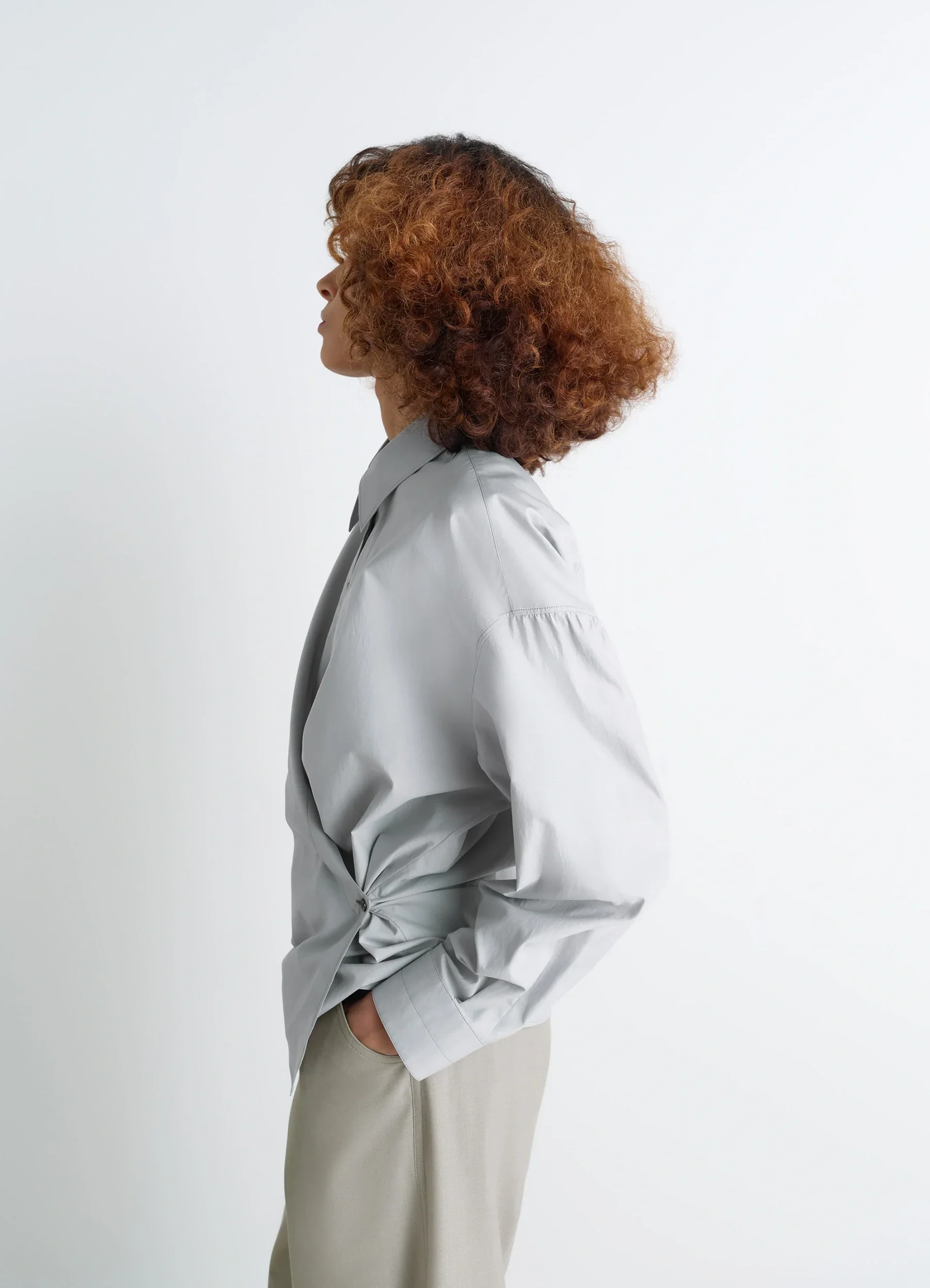 STRAIGHT COLLAR TWISTED SHIRT - Image 4