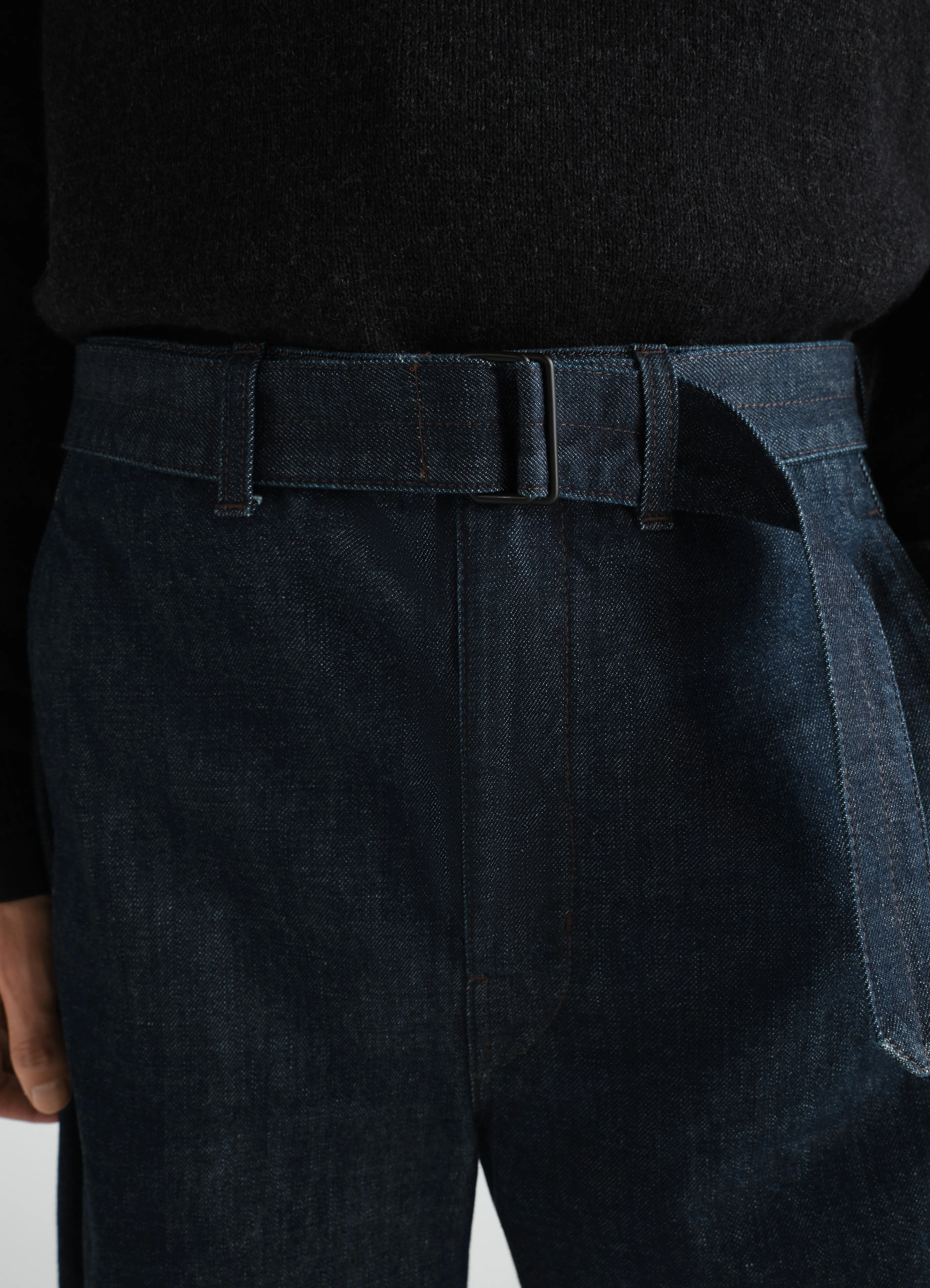 TWISTED BELTED PANTS IN DENIM - Image 4