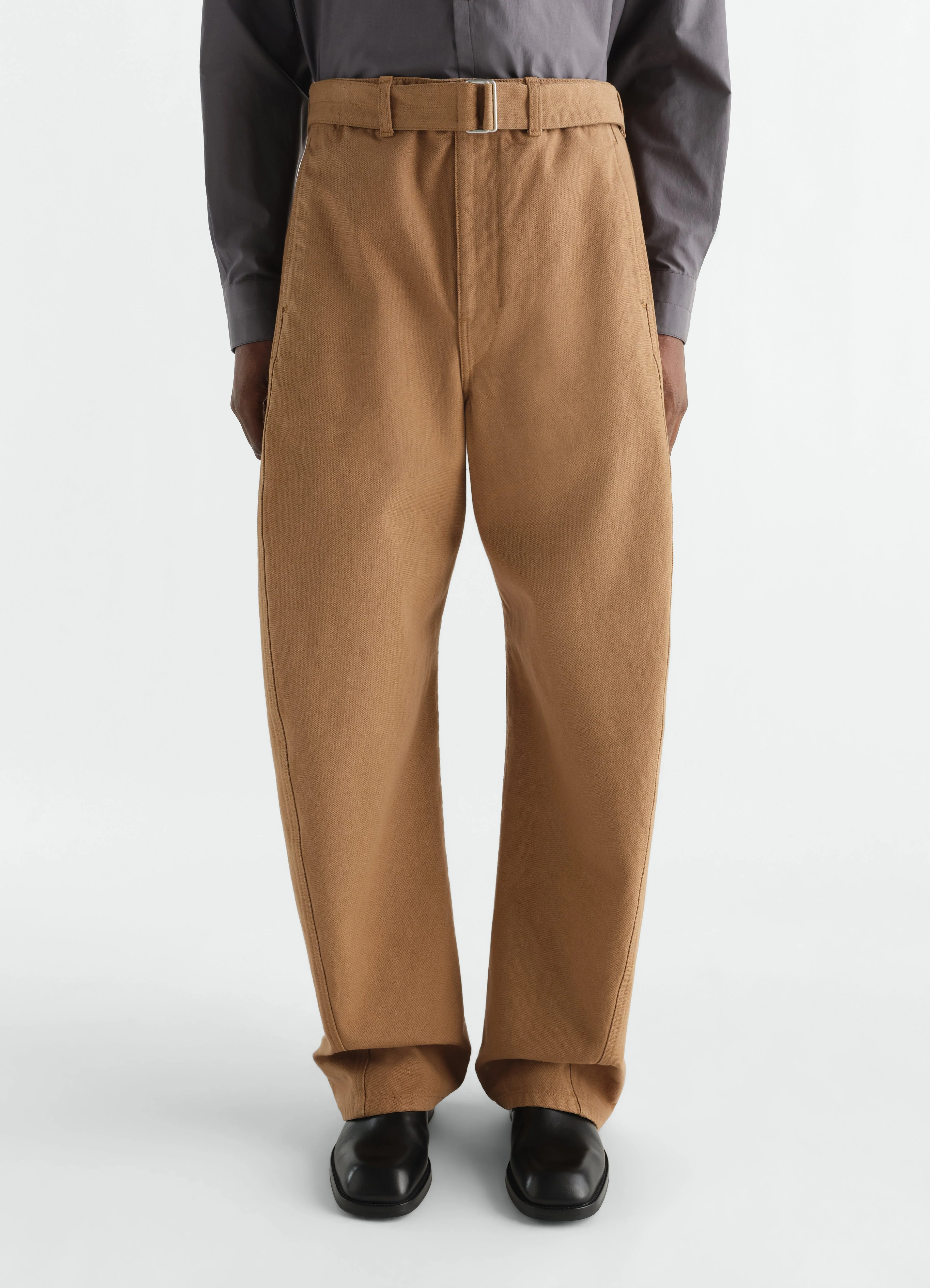 TWISTED BELTED PANTS IN DYED HEAVY BROKEN TWILL - Image 3
