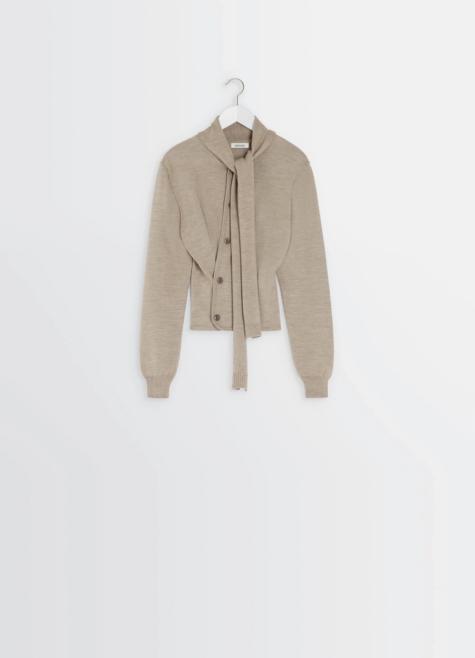 TWISTED CARDIGAN WITH SCARF IN MERINO BLEND - Image 5