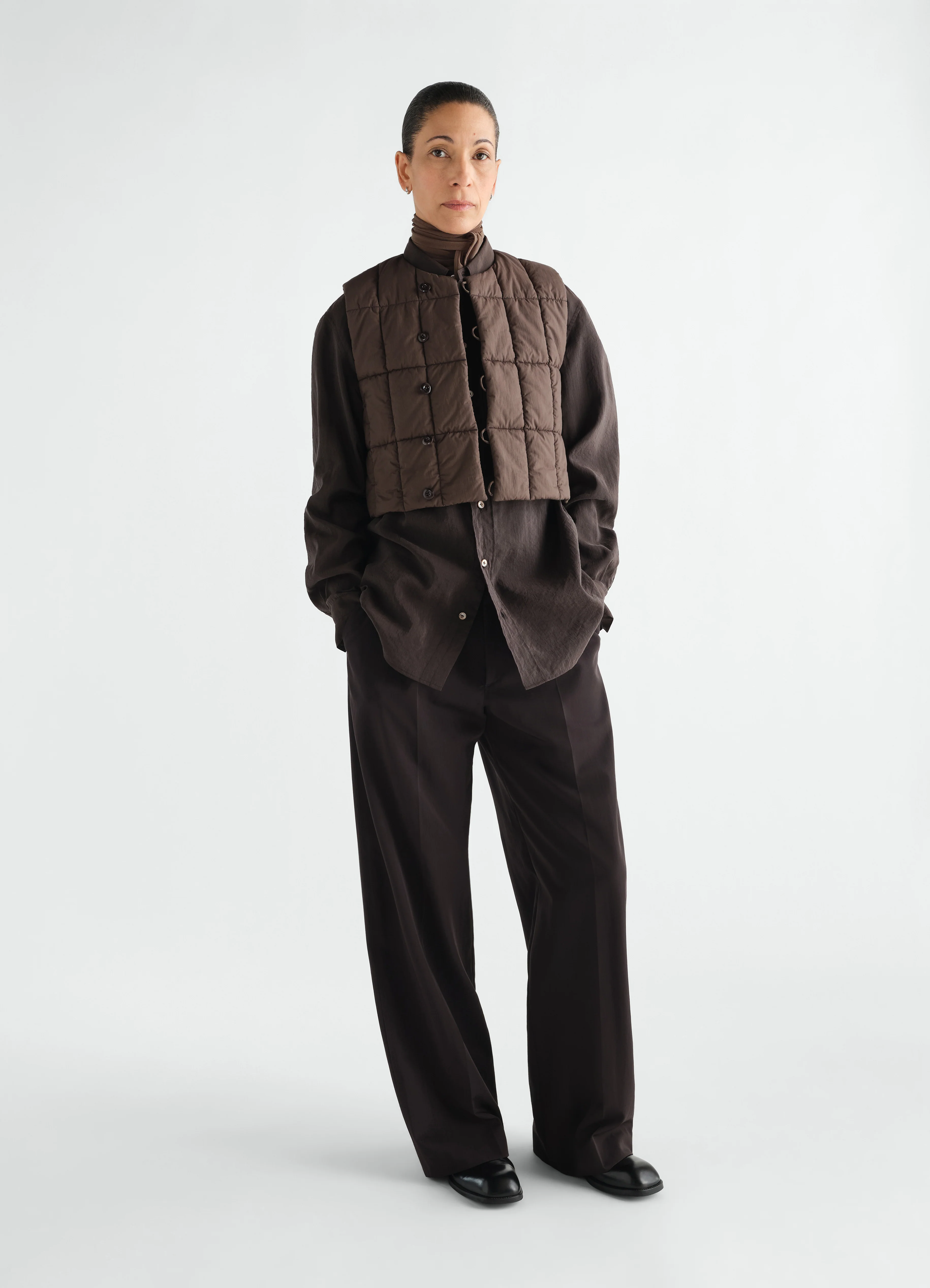 PADDED VEST IN WATER-REPELLENT COTTON AND NYLON BLEND - Image 2